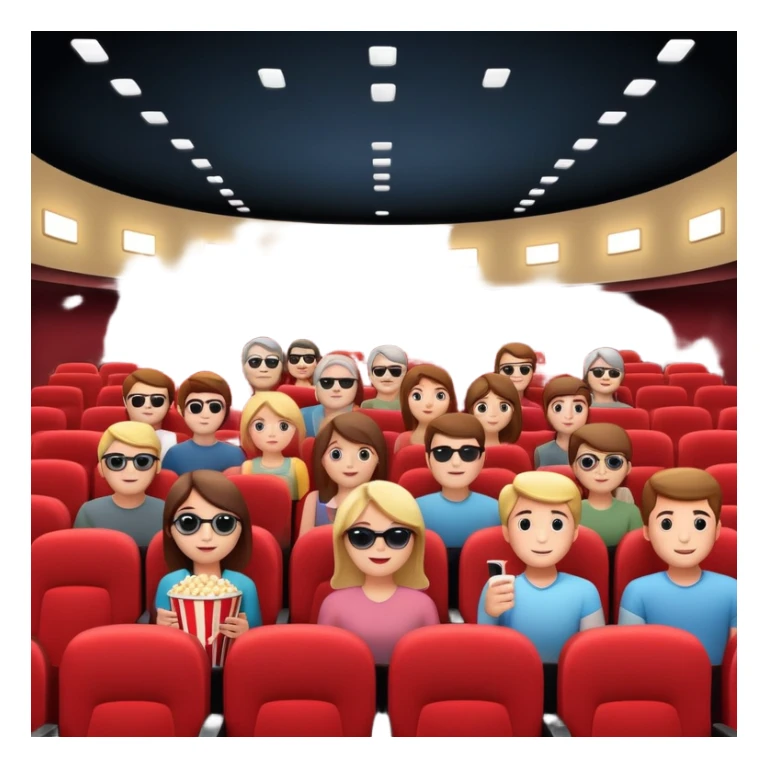 3d realistic interior of movie theater with people  sticker