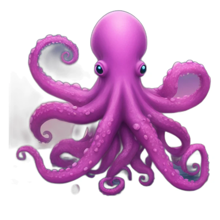 a blue kraken that rocks  to another pink kraken sticker