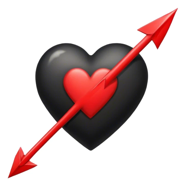 Black heart tattoo style with a red arrow through it  sticker