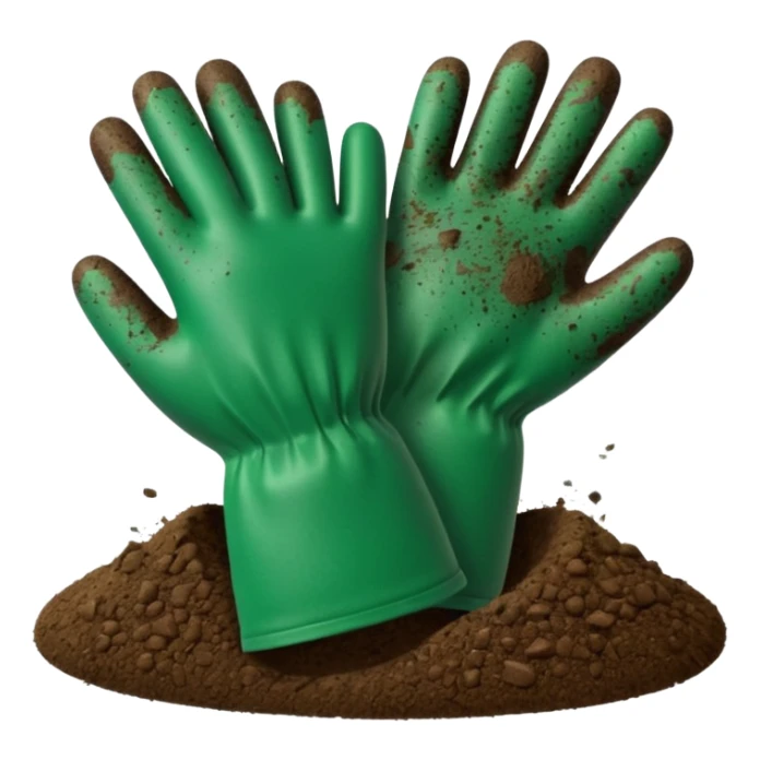 green gloves gardening with dirt sticker