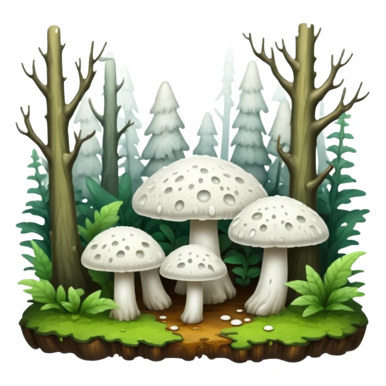 a white fungal mold forest sticker