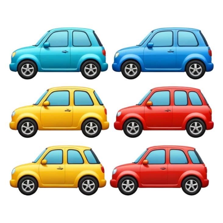 group of cars, round emoji shape sticker