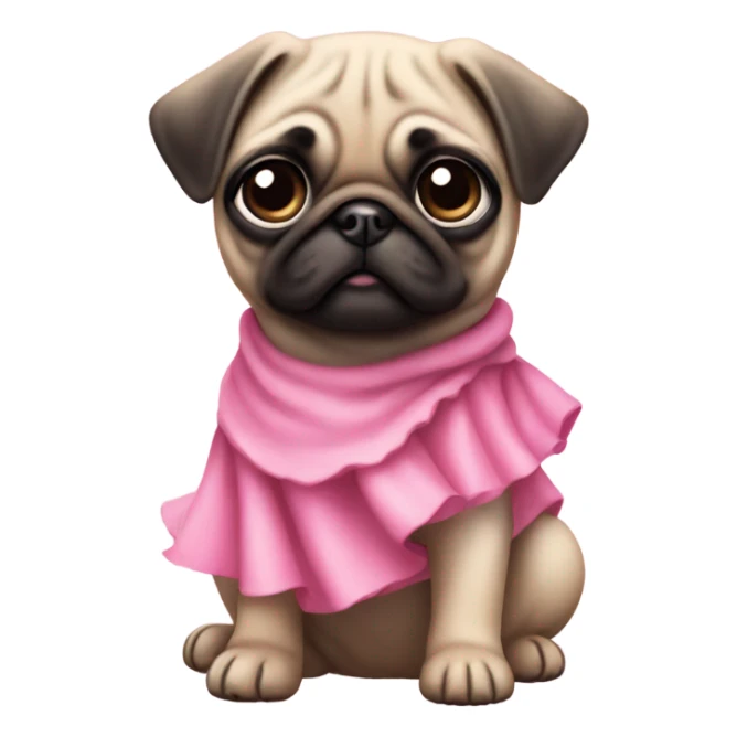 pug puppy with pink dress sticker