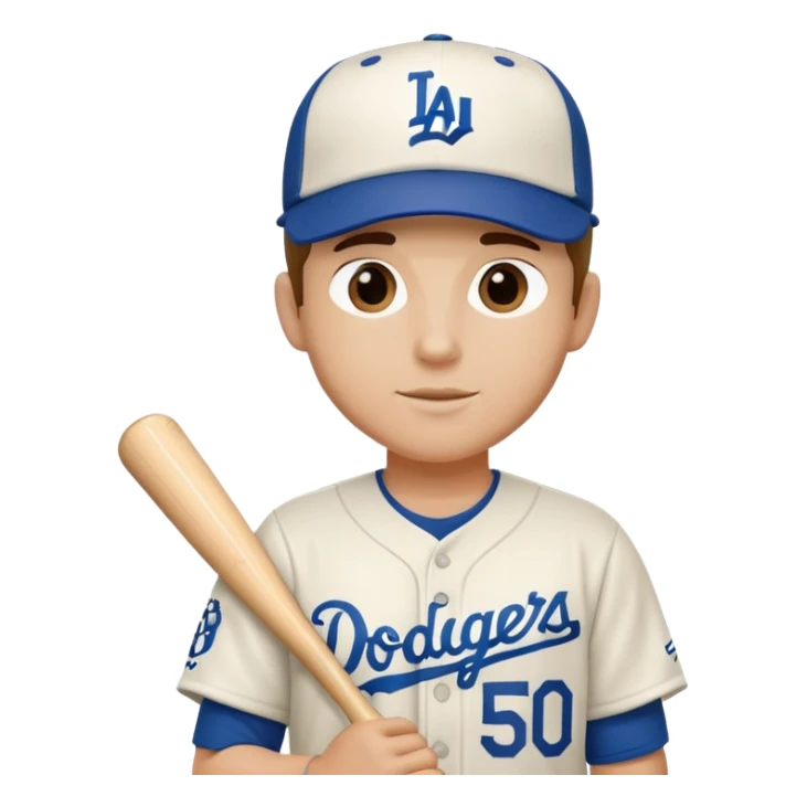 Baseball man with a dodger hat and a jersey with the number 50 sticker