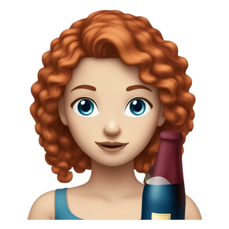 wine red haired white girl with blue eyes sticker