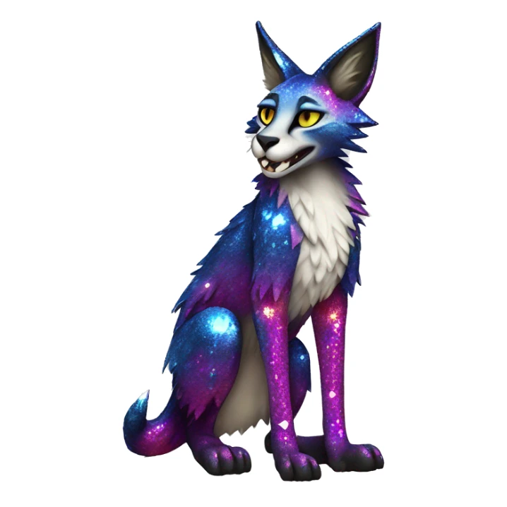 Epic Edgy Colorful Sparkly Sergal-Serval-Vernid full body sticker