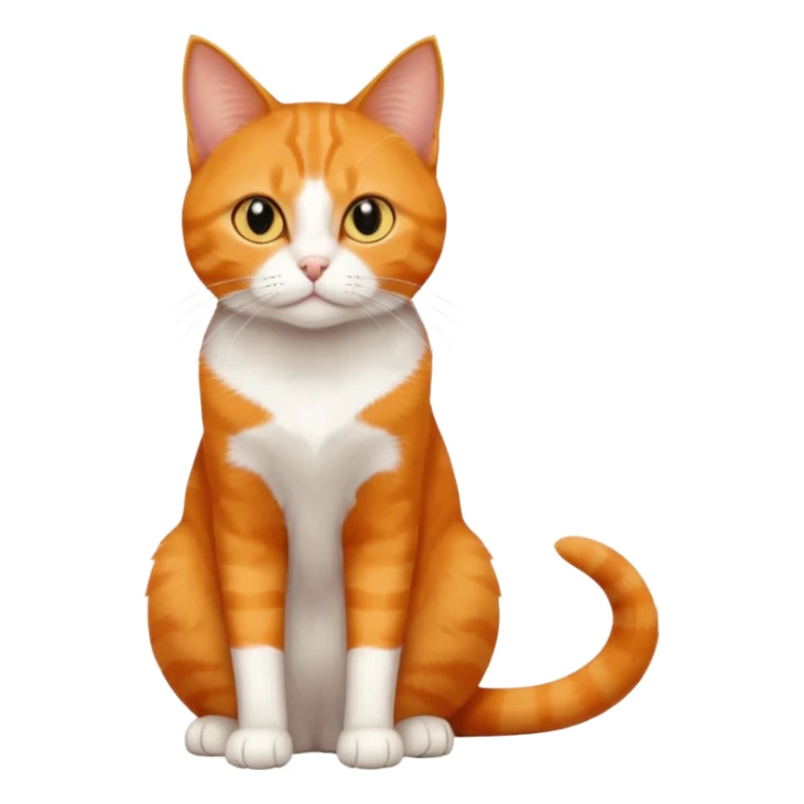 full body solid orange domestic shorthair slim cat with yellow/orange eyes sitting sticker