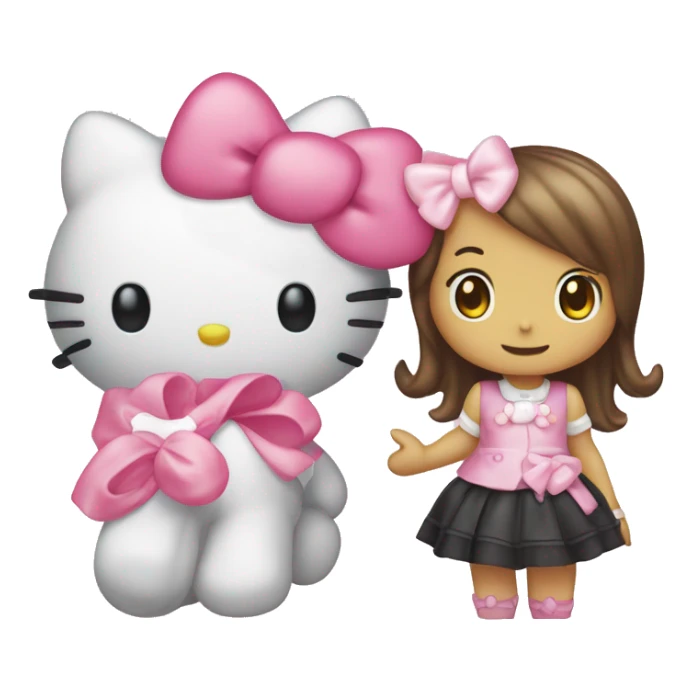 hello kitty with pink bow and my melody next to her sticker
