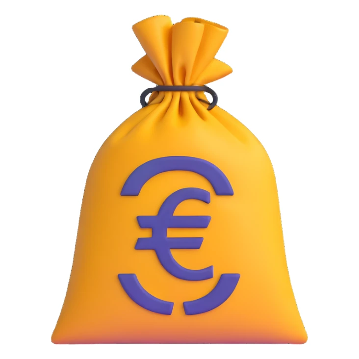 money bags with euro symbol sticker