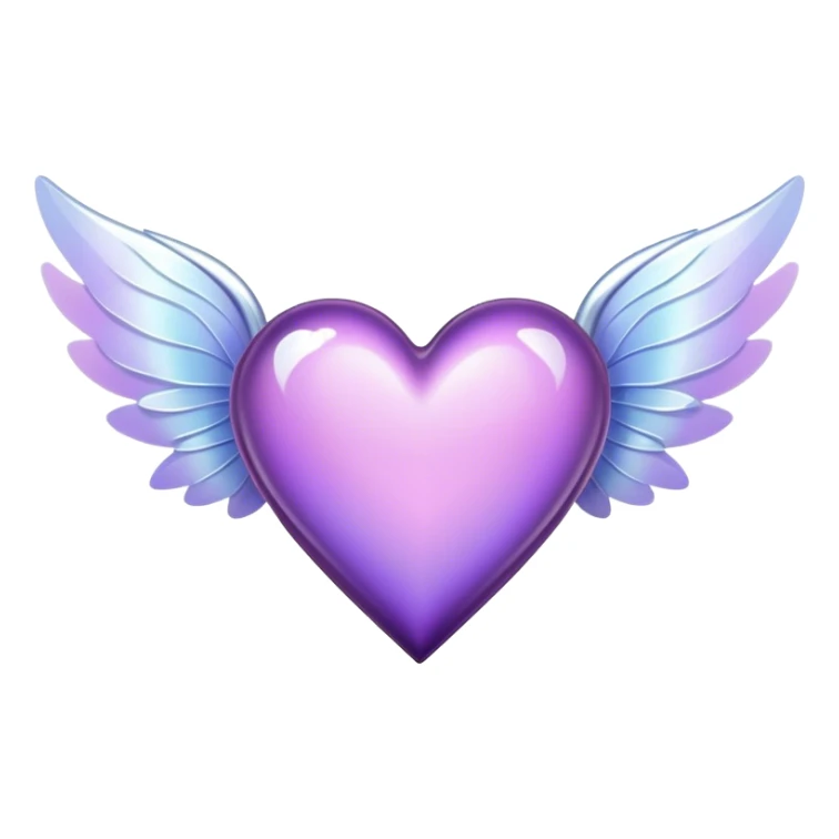 Purple Heart with white fairy wings sticker