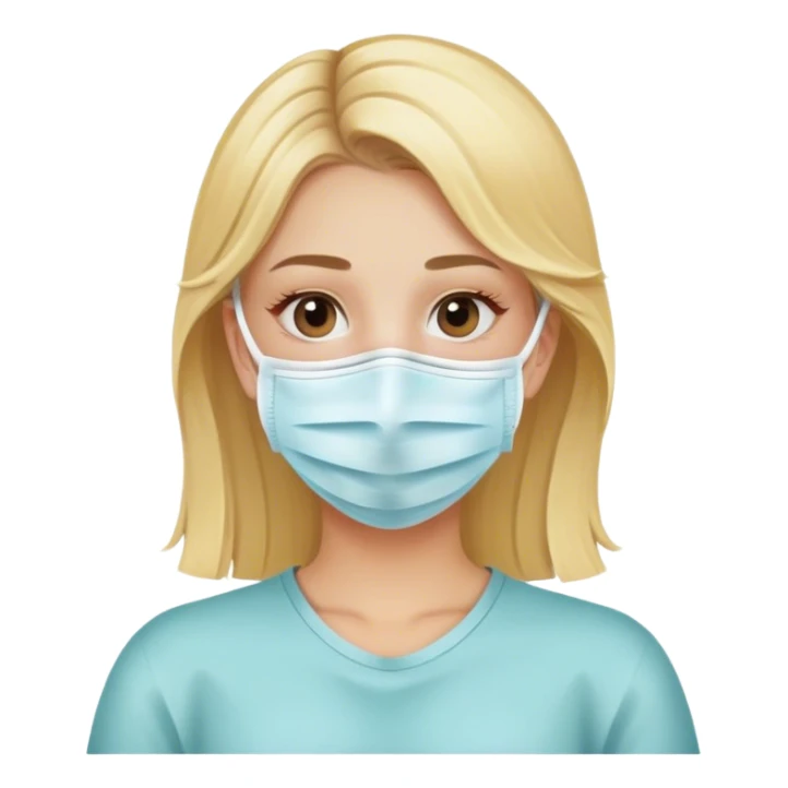 blonde girl in face mask for care sticker