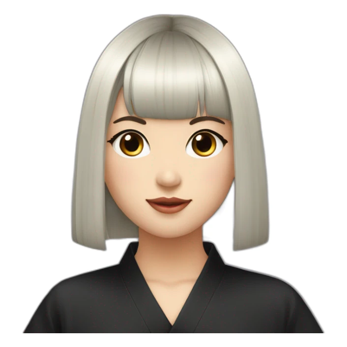 Japonaise jeune cheveux noir avec frange sticker