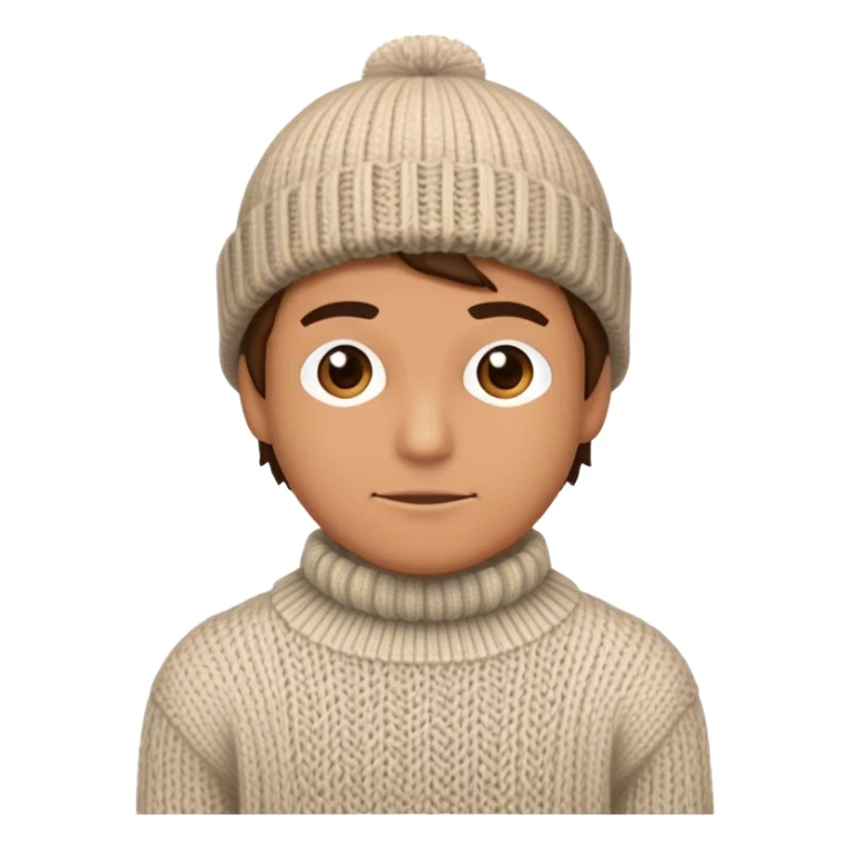man in wither outfit, sweater and knited hat full scale standing sticker
