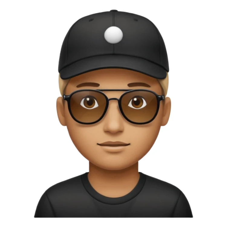 classic sunglasses emoji face with a black baseball cap sticker