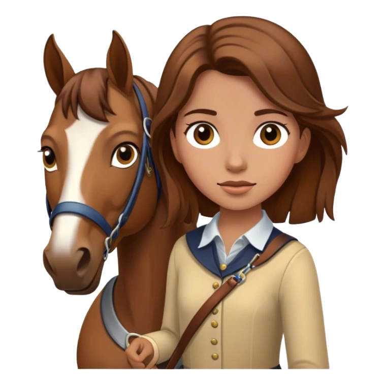 girl with brown hair leading a horse sticker