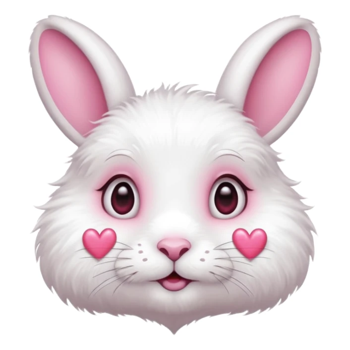 White rabbit BIG PINK heart eyes  sticker