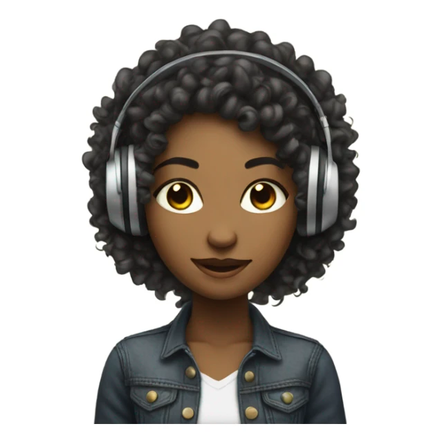 Mixed curly hair girl djing sticker