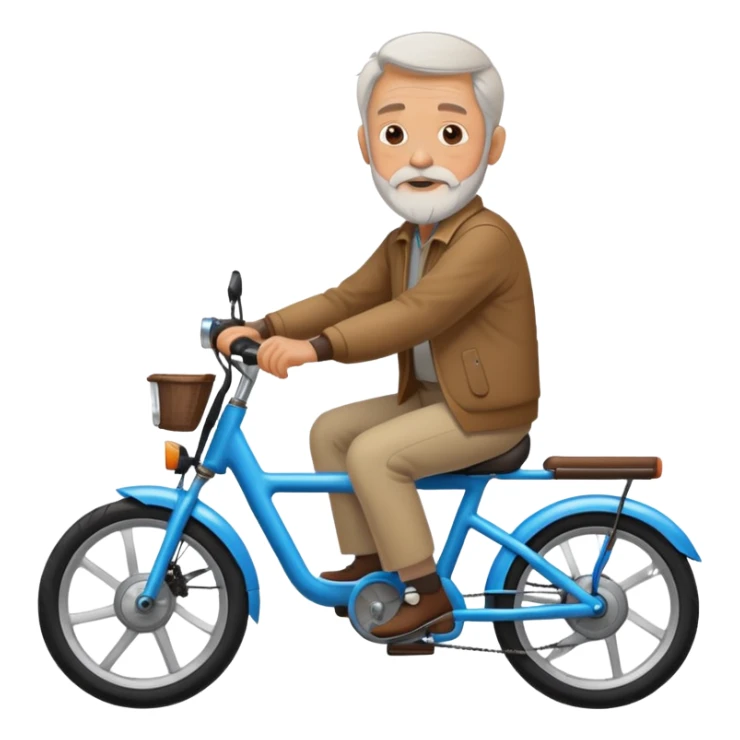 A 66 -year -old man on the Bike Electric Bike with a small beard sticker