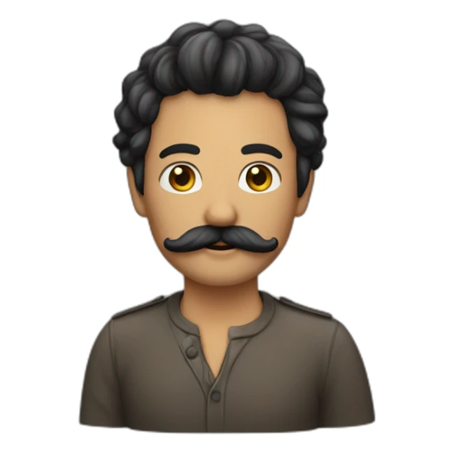 homme avec petite moustache et cheuveux noirs avec une raie sticker