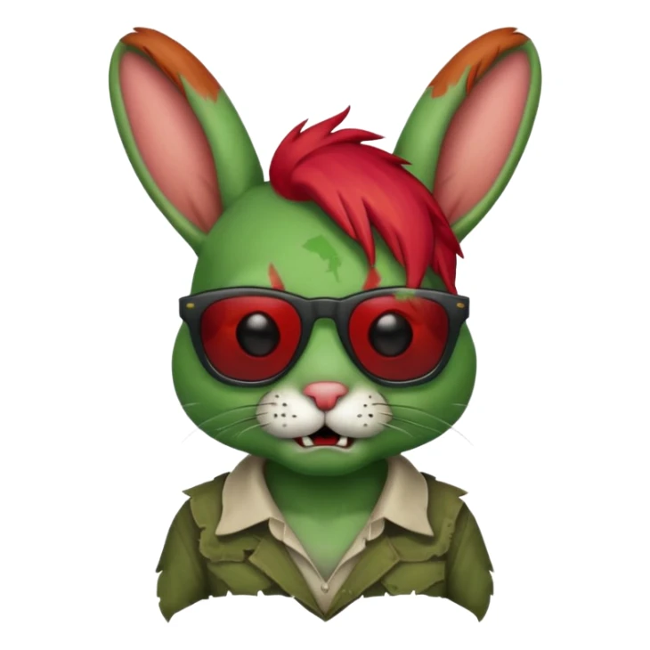 Zombie rabit with red hair and sun glasses sticker