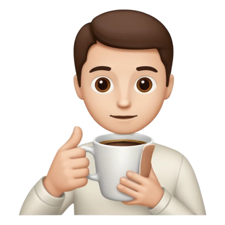 a white hand holding a cup of coffee but just the hand and the cup sticker