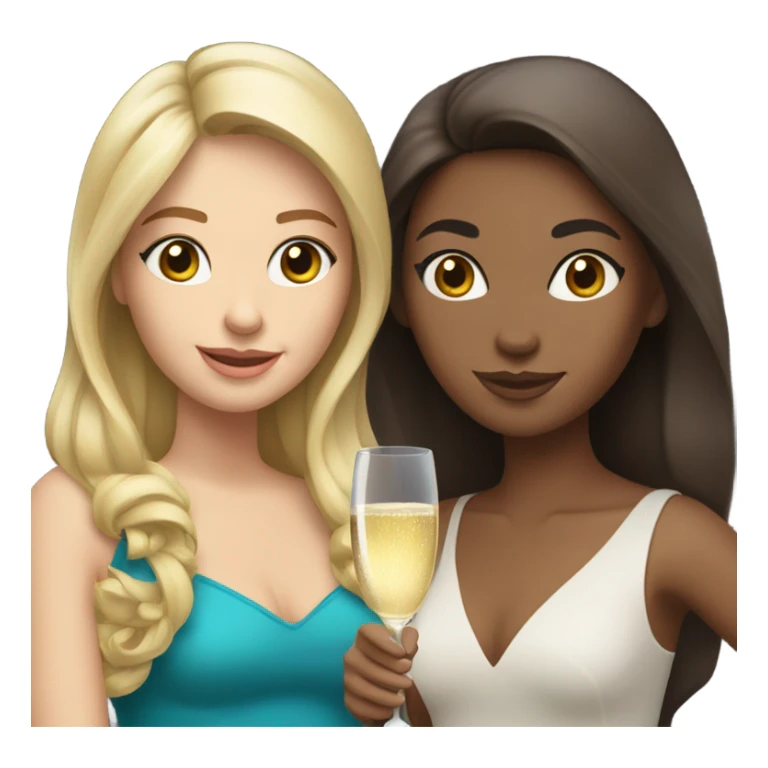 two caucasian brunette girls champagne sticker