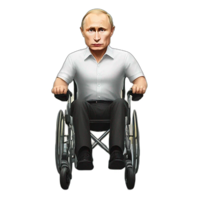 grumpy vladimir putin small wheelchair jump out sticker