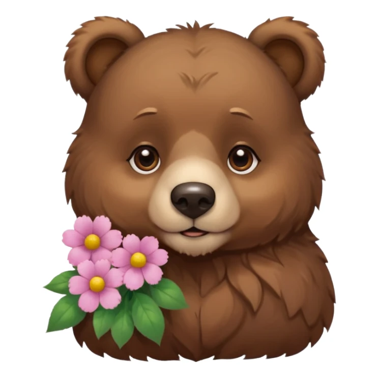 Bear with puppy dog eyes holding holding flowers sticker