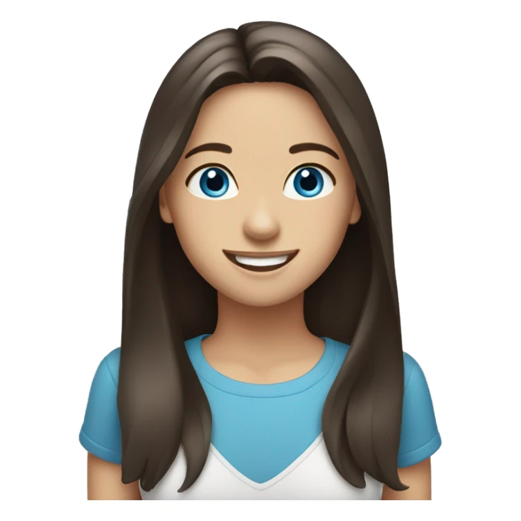 Brunette with blue eyes smiles with braces sticker