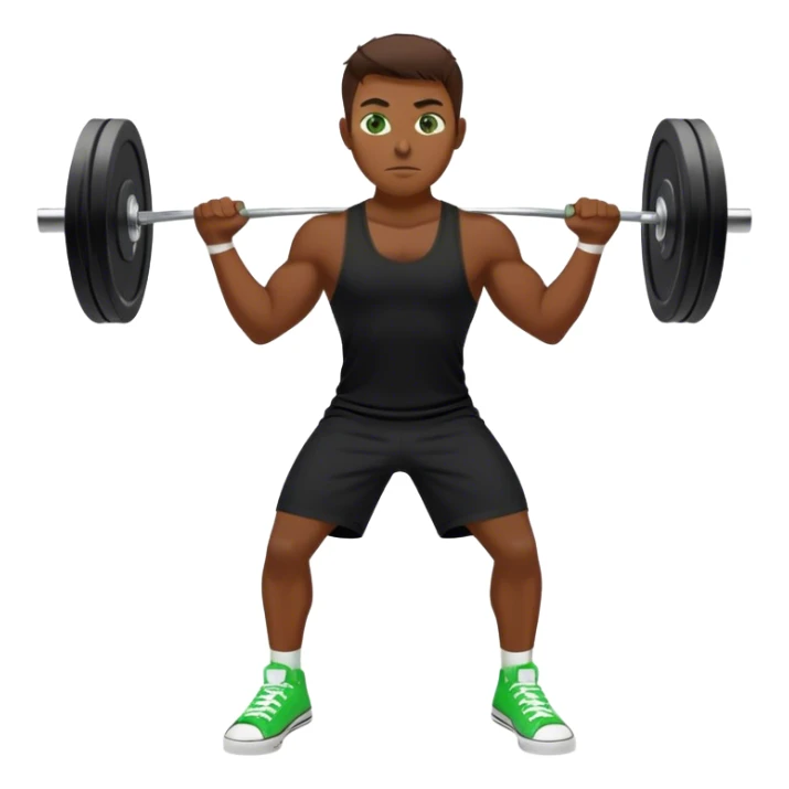 tanned guy green eyes black clothes white converse shoes clean and jerk exercise sticker