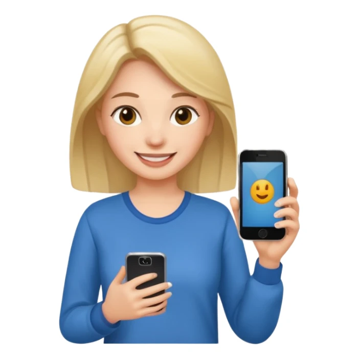 woman casual clothes holding a phone in one hand sticker