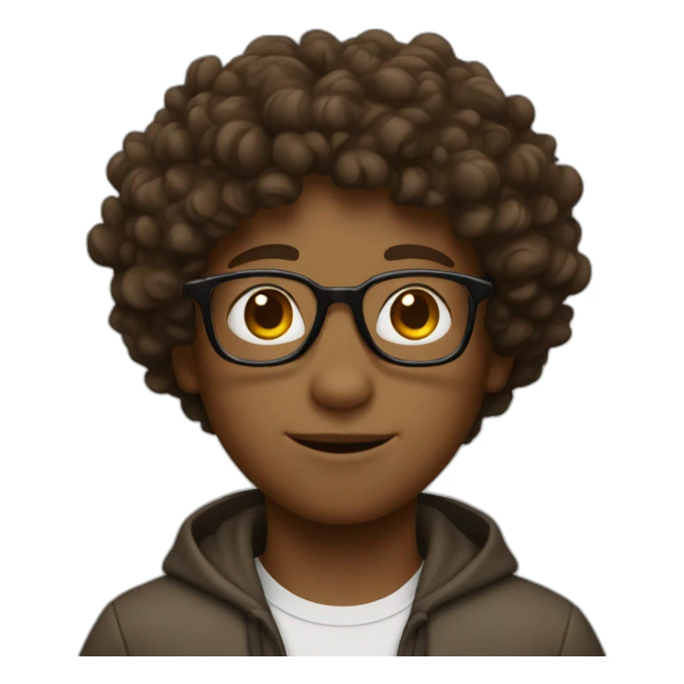 brown with curly hair boy, with glasses sticker