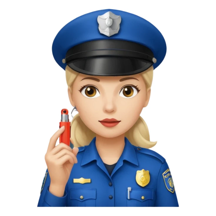 Female police with cap + whistle sticker