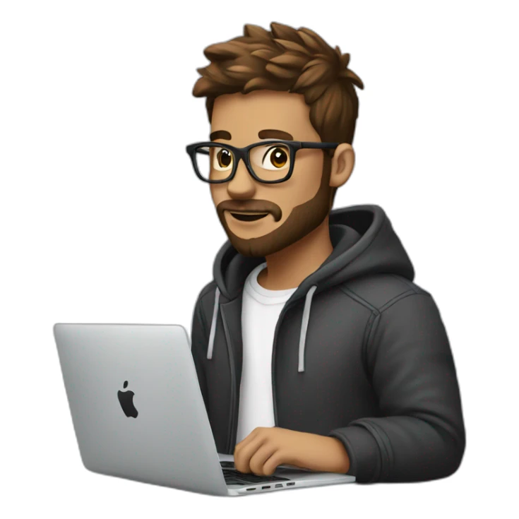hipster with hoodie and a macbook sticker
