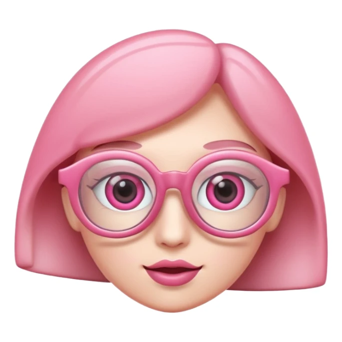 A 3D cartoon rose-pink eye spectacle, glossy curved frame, soft reflections, isolated on plain background, Memoji-style. . sticker