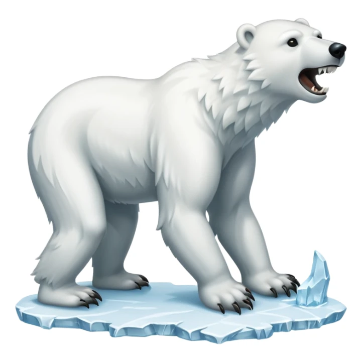 Polar bear with a wolf’s tail, thick neck fur, and long fangs sticker