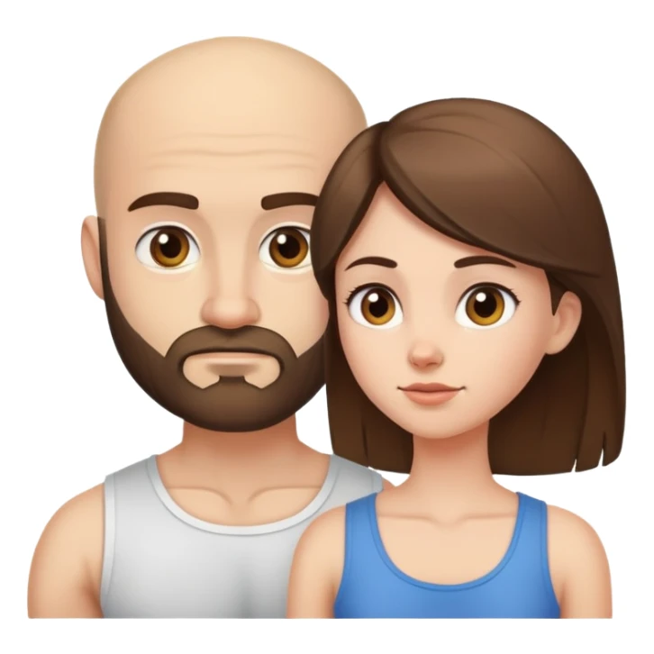 Young light brunette missing her muscular bald beard husband sticker