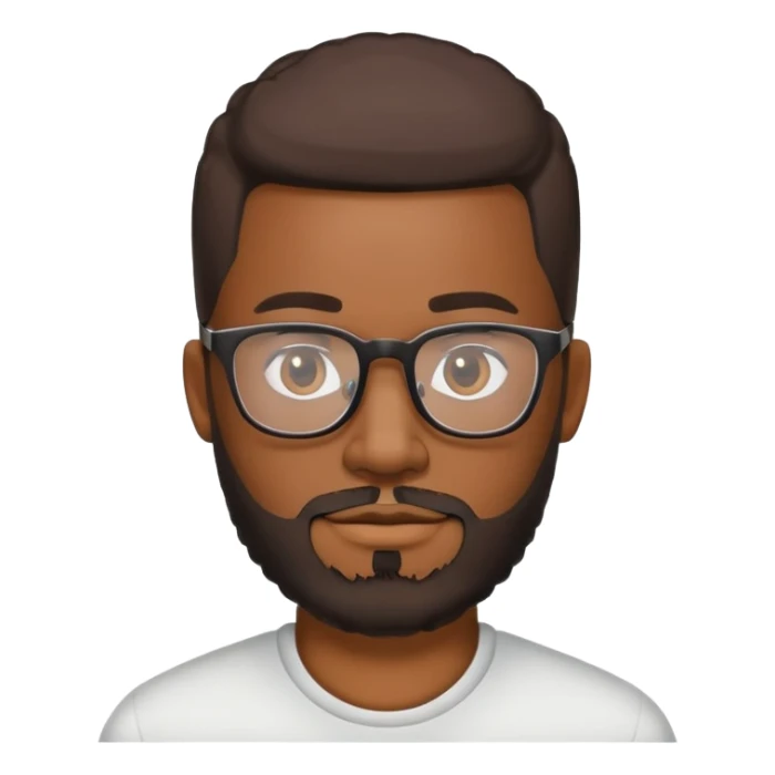 Black man with low cut hair and beard with glasses sticker
