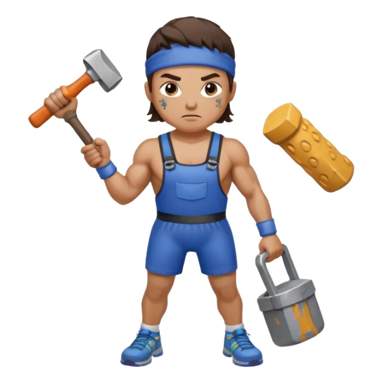 An emoji representing the ironman challenge event long-distance marathon for an mmorpg player who crafts everything themselves the hard way, and does not buy or sell items in-game. sticker