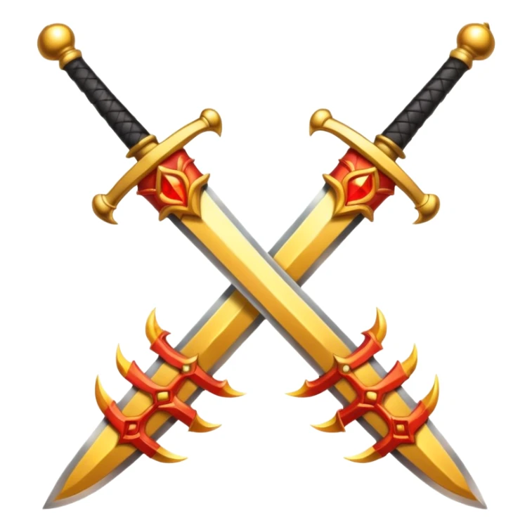 Two powerful on fire fully golden fiery royal crossed swords sticker