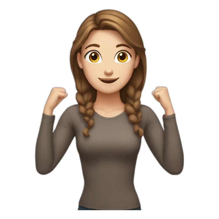 white girl brown hair celebrating arms up sticker