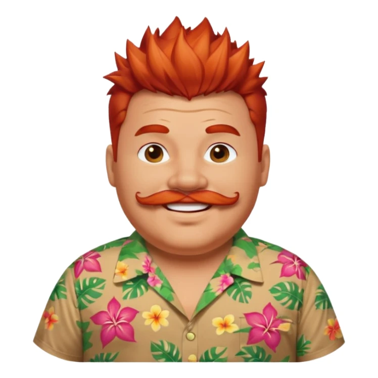 fat spiky haired happy man, red haired and mustache sticker