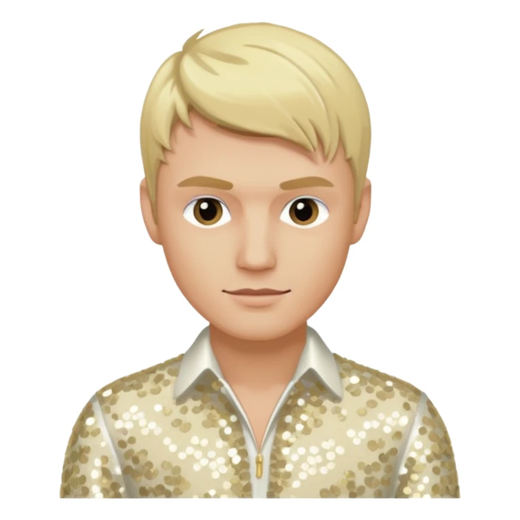 Nick Carter from Backstreet Boys with blonde hair, ivory sequin outfit sticker