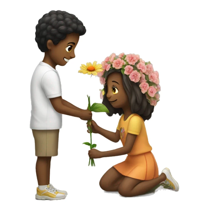 Biy giving flower to a girl  sticker