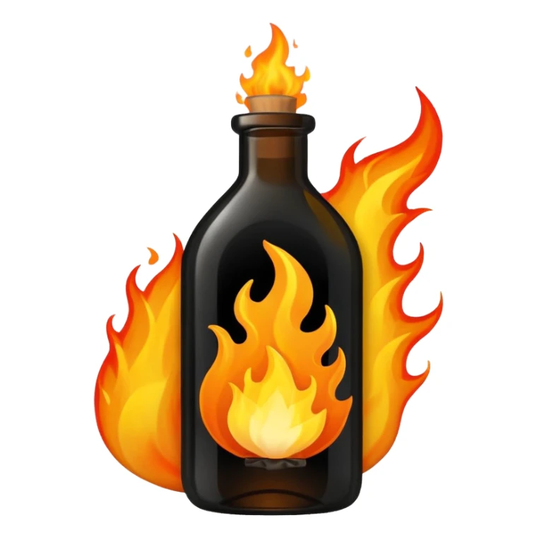 Bottle with a rag coming out of it, the rag has caught on fire  sticker