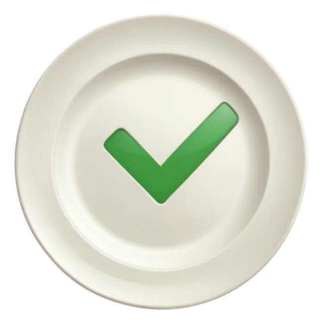 A plate with a green checkmark in middle it  sticker
