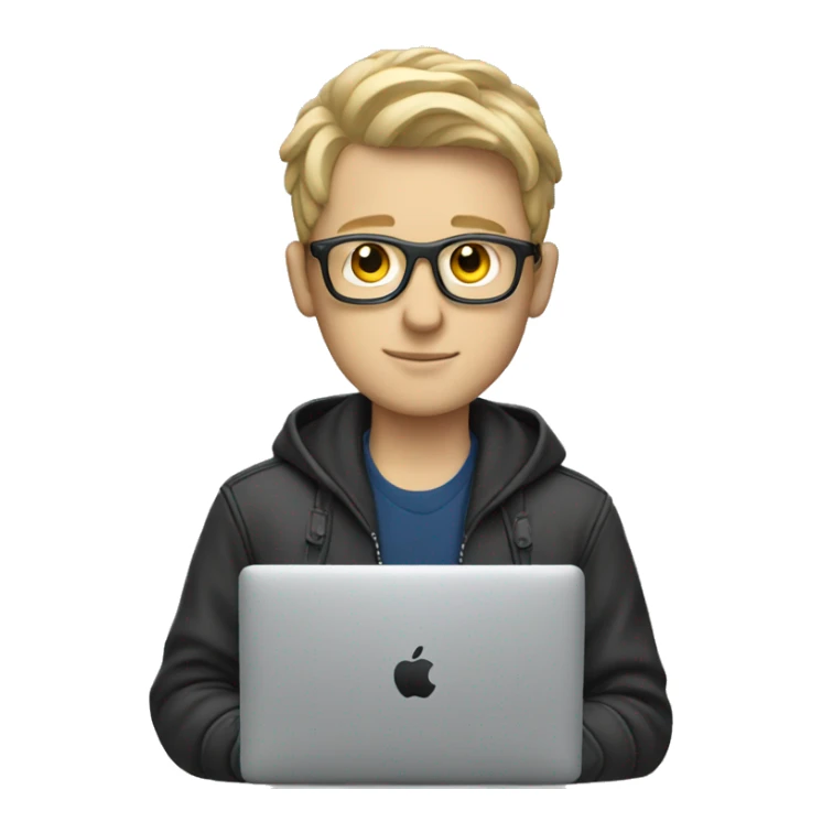 white boy Music producer with a macbook  sticker