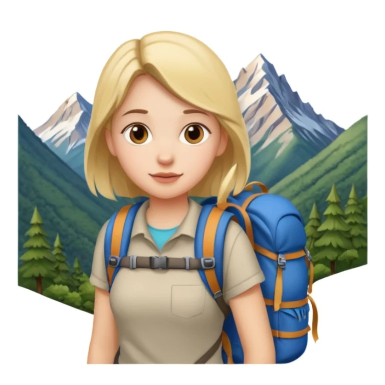 girl back packing mountains background  sticker