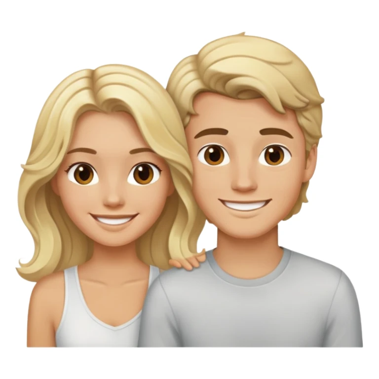 Hot blonde with mid length wavy hair and brunette white boy smiling  sticker