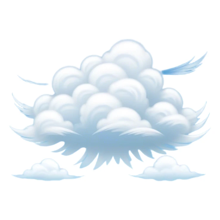 Cinematic Realistic Cirrus Emoji, High and wispy, with thin, delicate clouds stretching across the sky like brush strokes of white. The light, feathery clouds suggest clear weather and distant horizons, evoking a sense of tranquility. Soft glowing outline, capturing the essence of serene skies and airy beauty in a graceful cirrus cloud! sticker